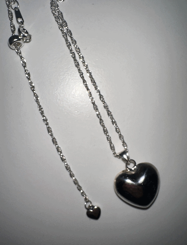 [silver925] Heart Pendant Chain Control 925 Silver Necklace 하트 펜던트 체인 조절 925실버목걸이