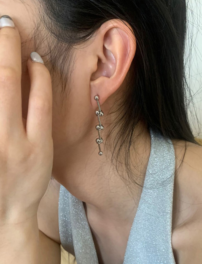 [silver925 침] Sink ball drop silver needle earring 씽크 볼 드랍 은침귀걸이
