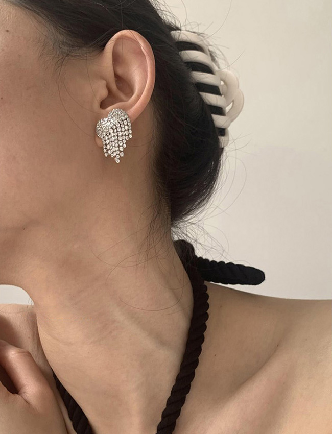 Heart chandelier unique earring ring set 하트 샹드리에 유니크 귀걸이 반지세트 (별도구매)