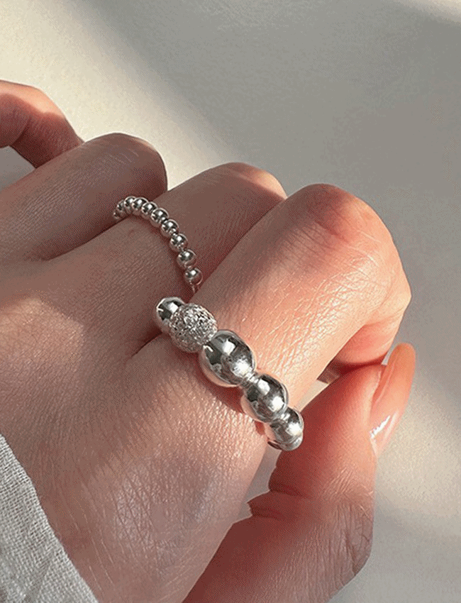 [Silver 925] Glitter ball layered ring set 글리터 볼 레이어드 반지세트 (별도구매)